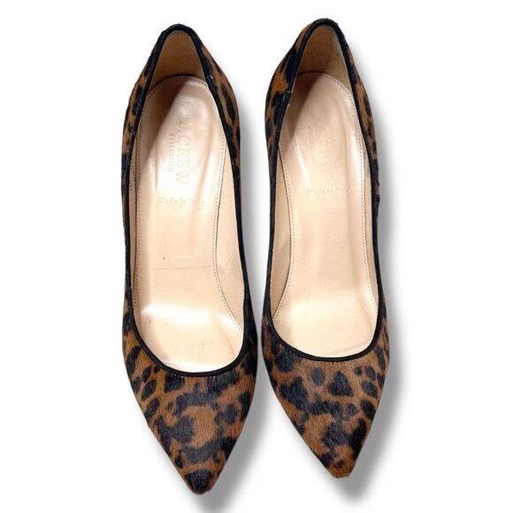 J. Crew Collection Ponyhair Hazelnut Leopard Elsie Heels Pumps Size 7.5 Italy - Picture 3 of 14